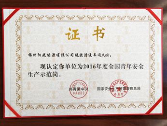 2016年度全國青年安全生產(chǎn)示范崗